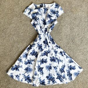 Floral Blue and White Dress